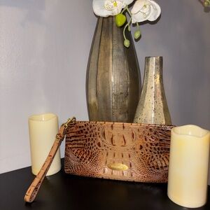 Brahmin Tan Crocodile-Embossed Clutch